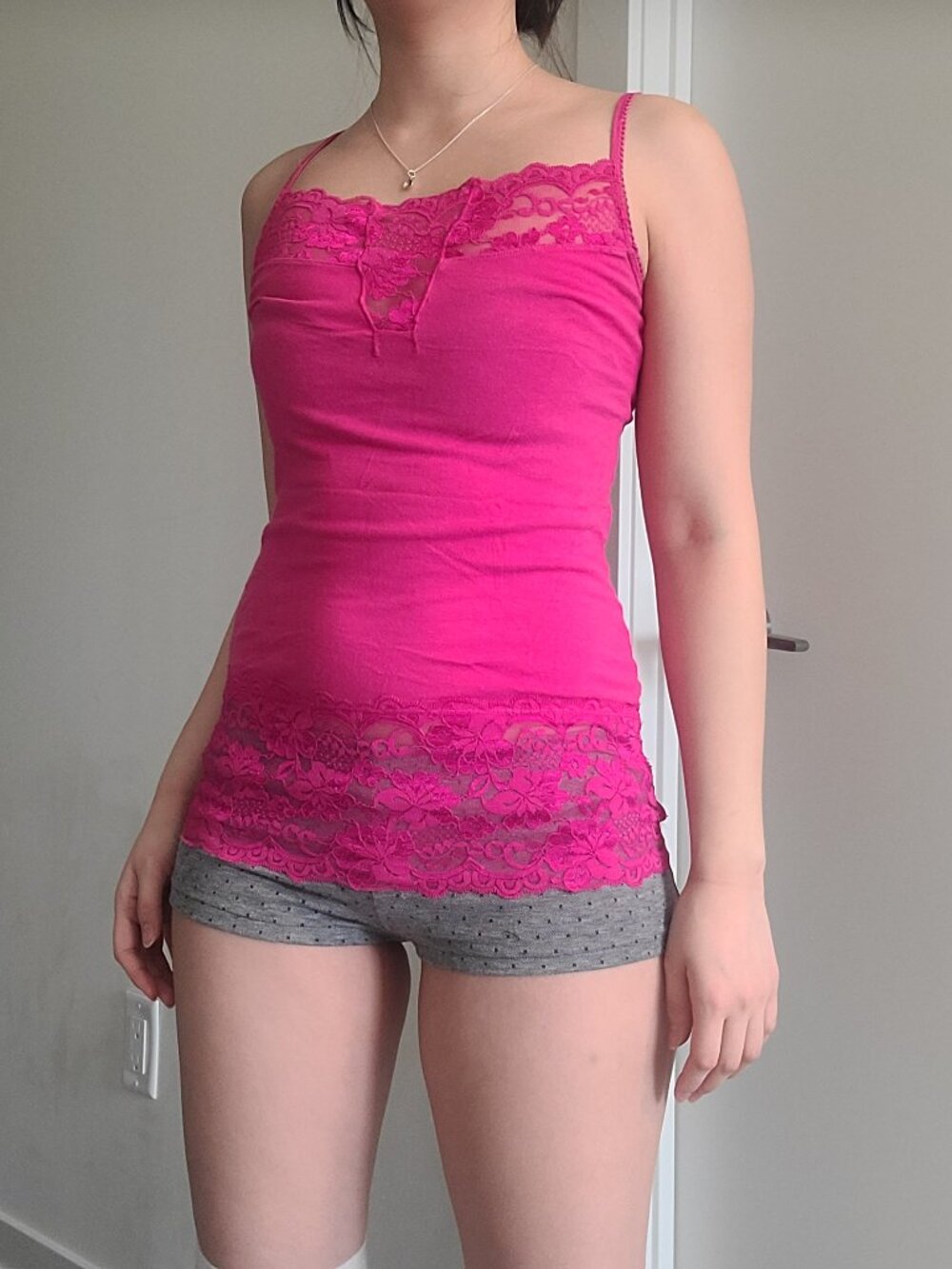 Urban Behavior Y2k Goth Punk Hot Pink Lace Tank Top